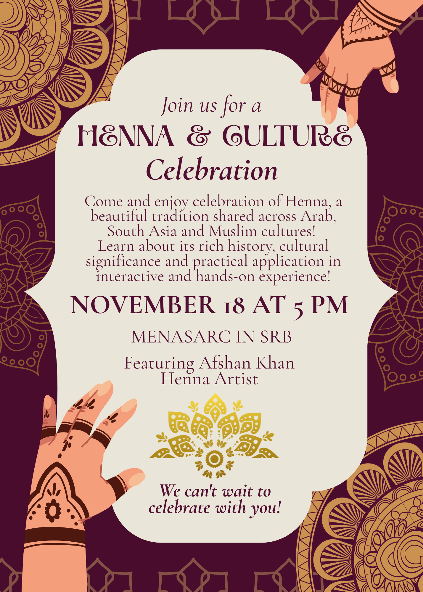 Poster for Henna event.