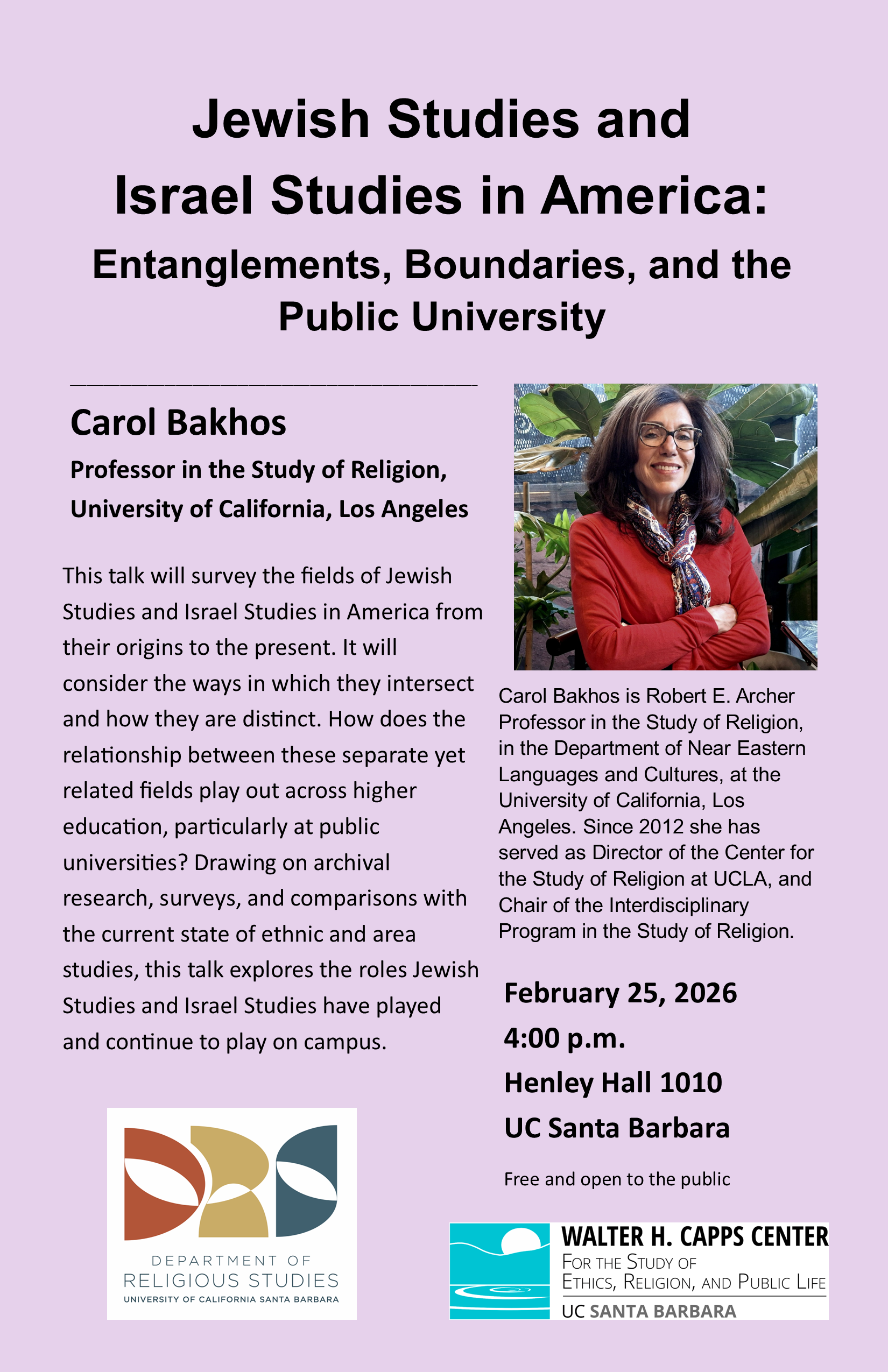 Flyer for Carol Bakhos Event