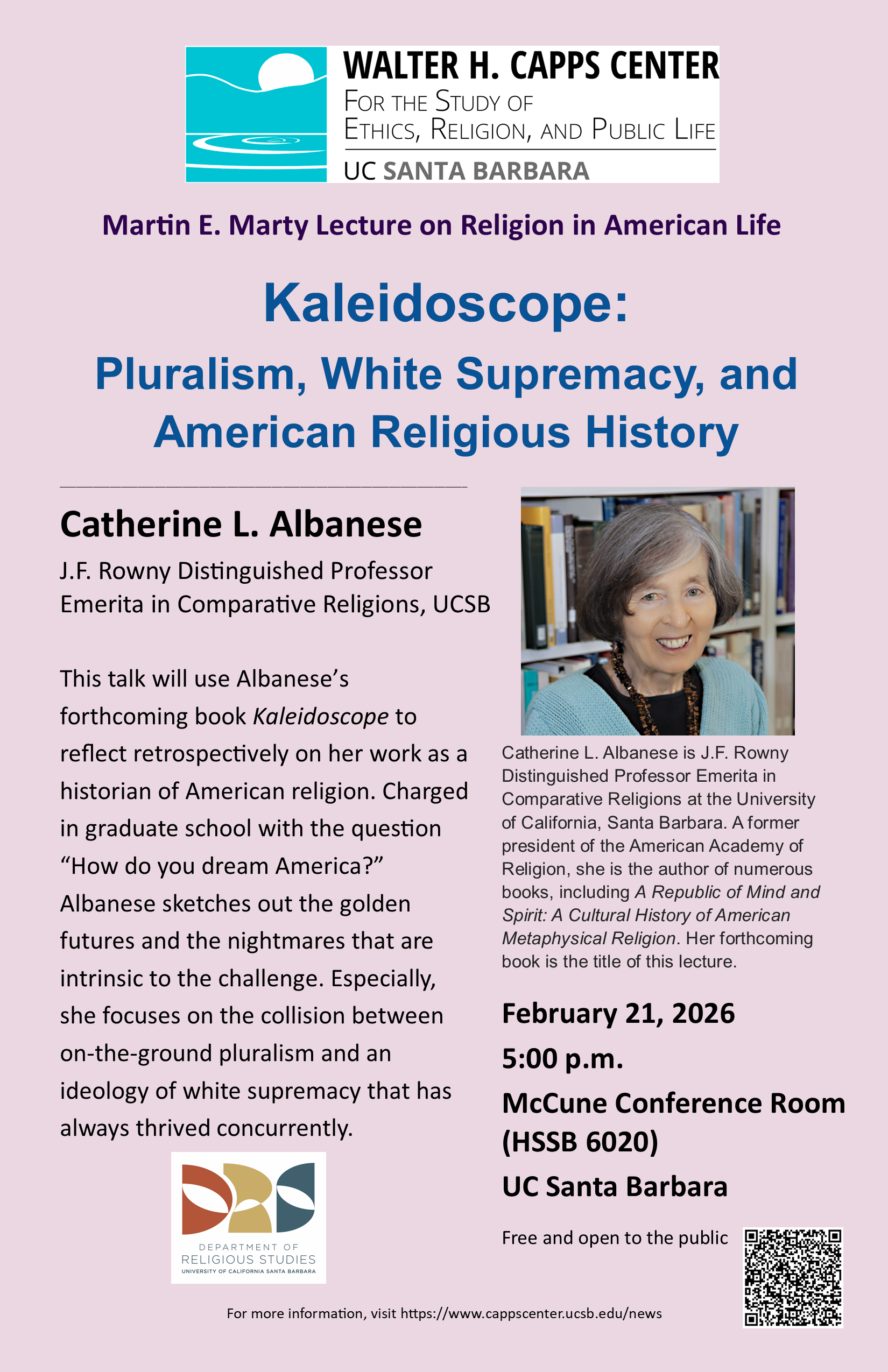 Flyer for Catherine Albanese talk