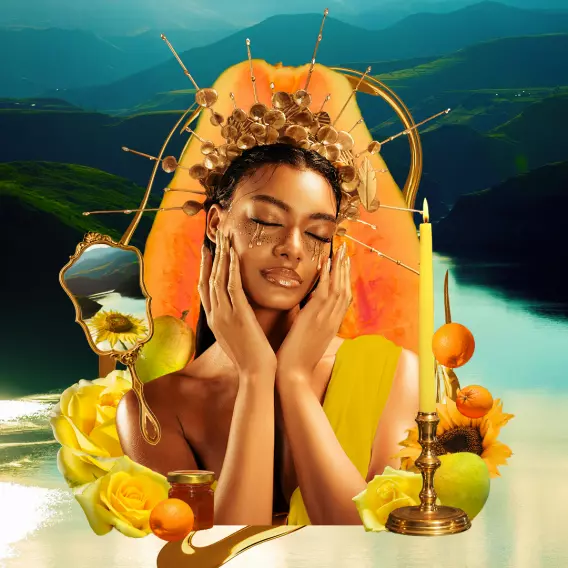 Collage Image of a Black Carribean Woman