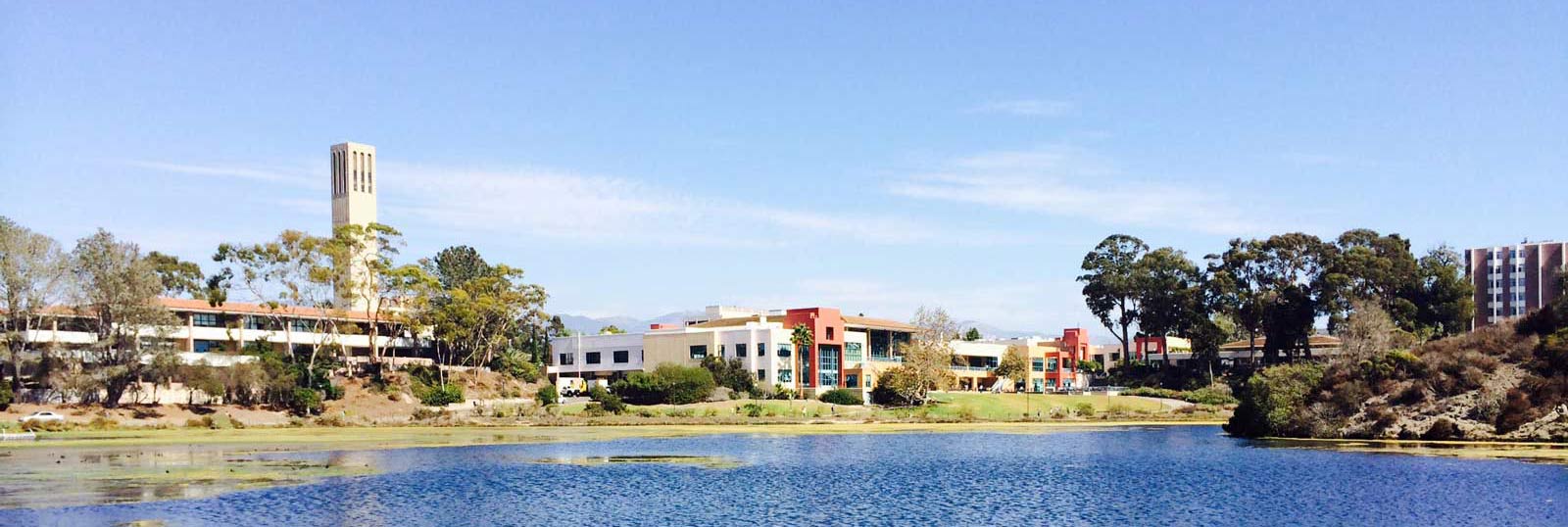 UCSB from the lagoon towards university buildings