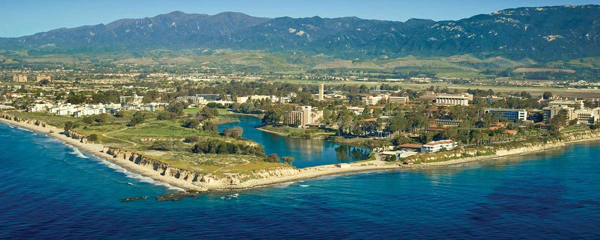 UCSB aerial image with campus point as lower center point